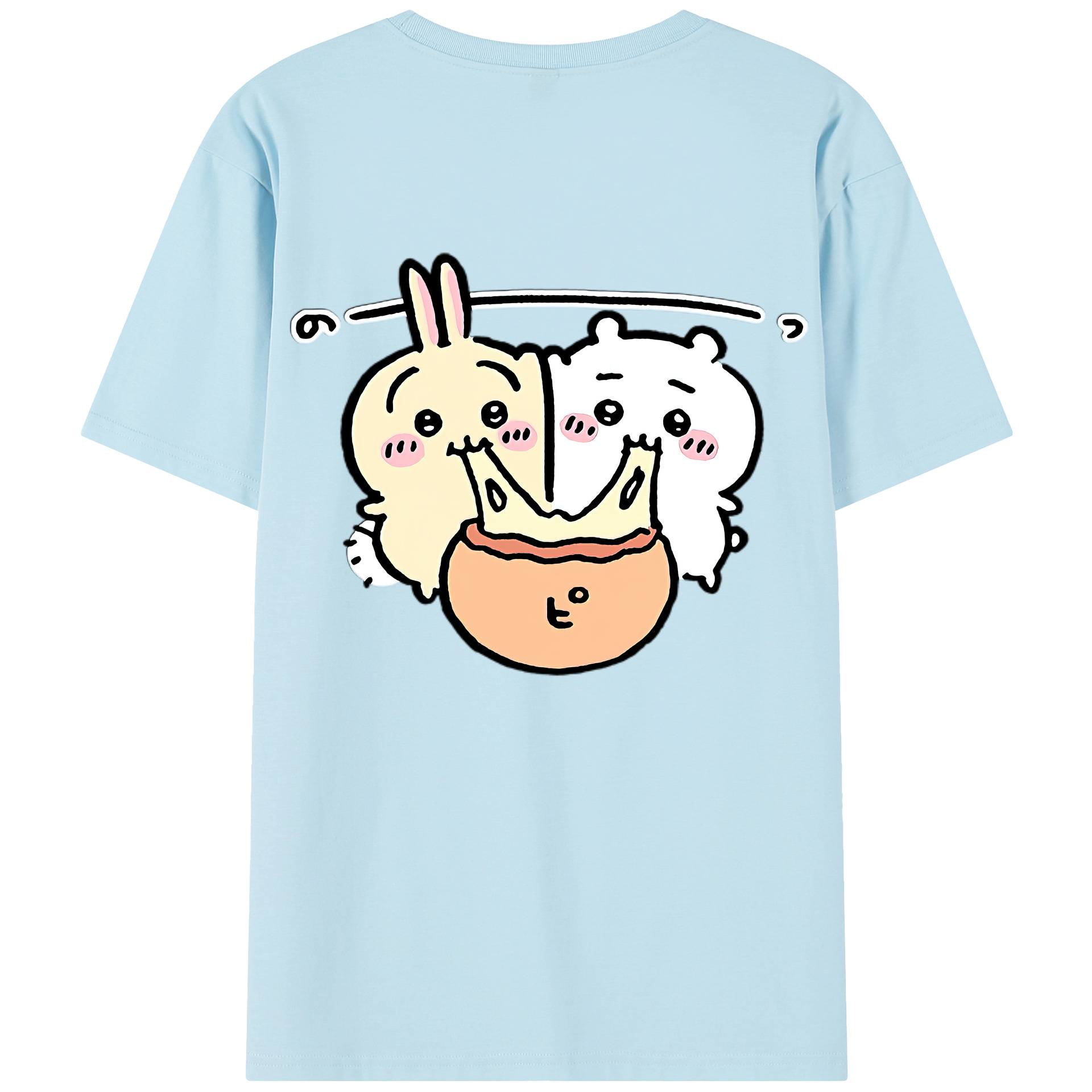 （画像用） ちいかわ うさぎ Chii-kawa usagi 綿100％半袖Tシャツ（背面プリント）